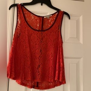 Orange Lace top size medium with dark maroon trim.